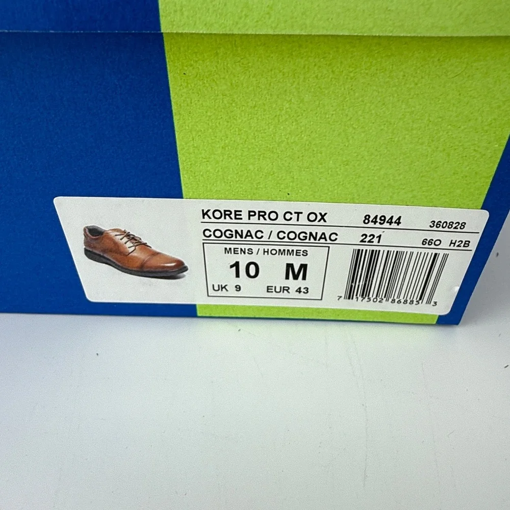 Nunn Bush Kore Pro CT OX Cognac Leather Cap Toe Oxford Shoes Mens 10 M NIB
